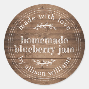 Sticker Rond Confiture de Myrtille Maison Rustique Bois de Gran