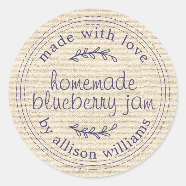 Sticker Rond Confiture de Myrtille Maison Rustique Canning Bleu (Devant)