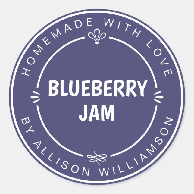 Sticker Rond Confiture de Myrtille Maison Rustique Canning Bleu (Devant)