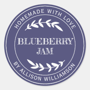Sticker Rond Confiture de myrtille maison rustique dans un pot