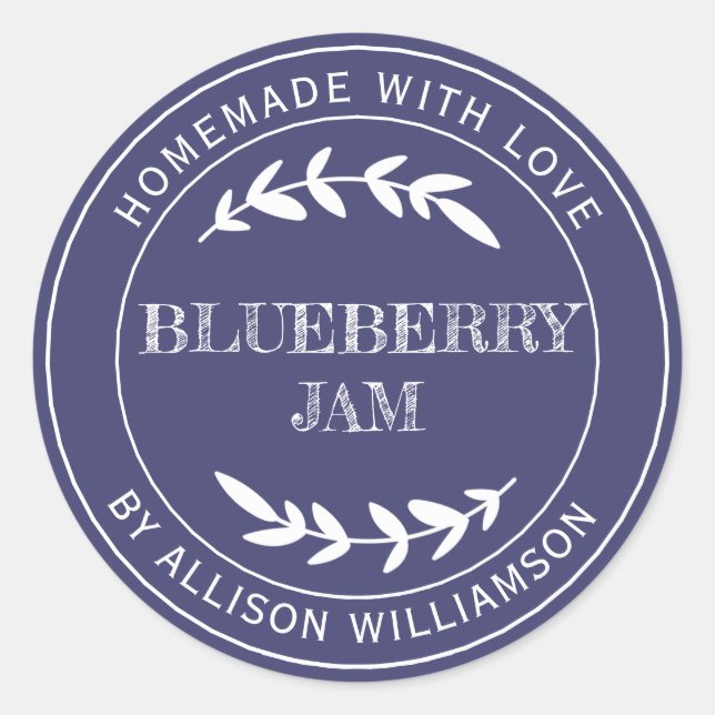 Sticker Rond Confiture de myrtille maison rustique dans un pot  (Devant)