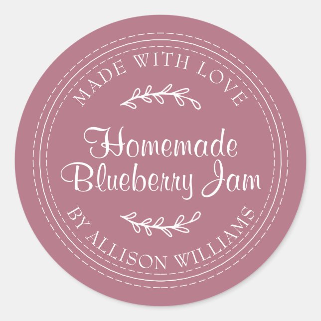 Sticker Rond Confiture de myrtille maison rustique en bocal vio (Devant)