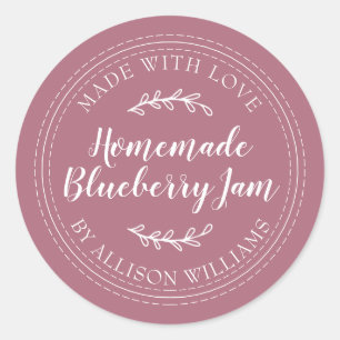 Sticker Rond Confiture de myrtille maison rustique en bocal vio