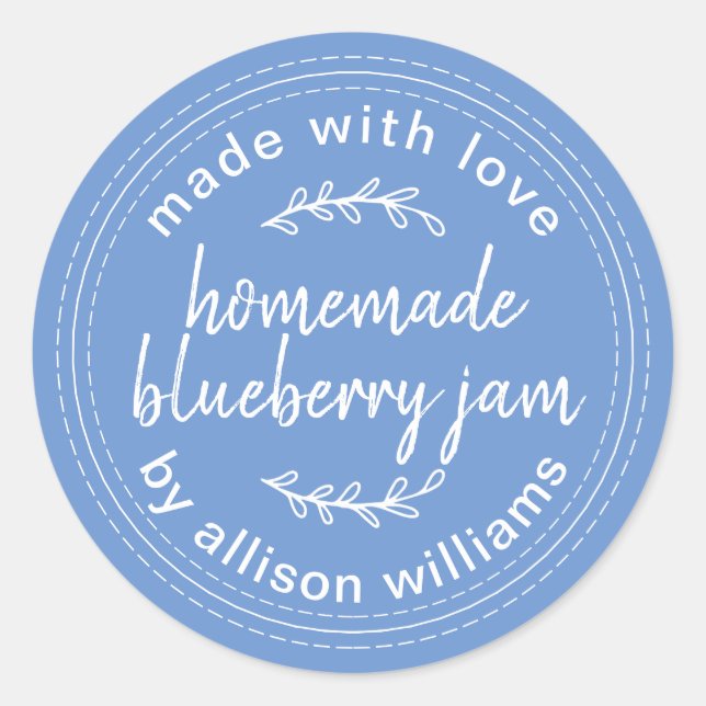 Sticker Rond Confiture de myrtille maison rustique en conserve  (Devant)