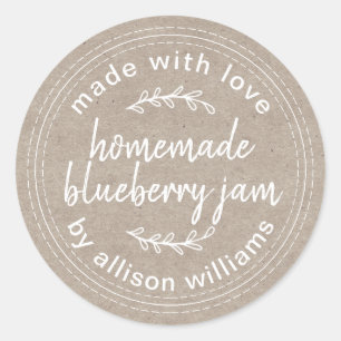 Sticker Rond Confiture de myrtille maison rustique en conserve