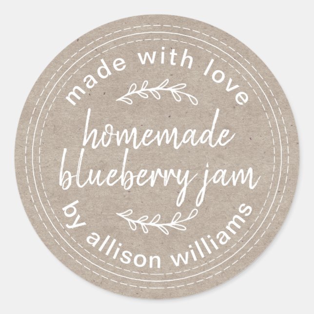 Sticker Rond Confiture de myrtille maison rustique en conserve  (Devant)