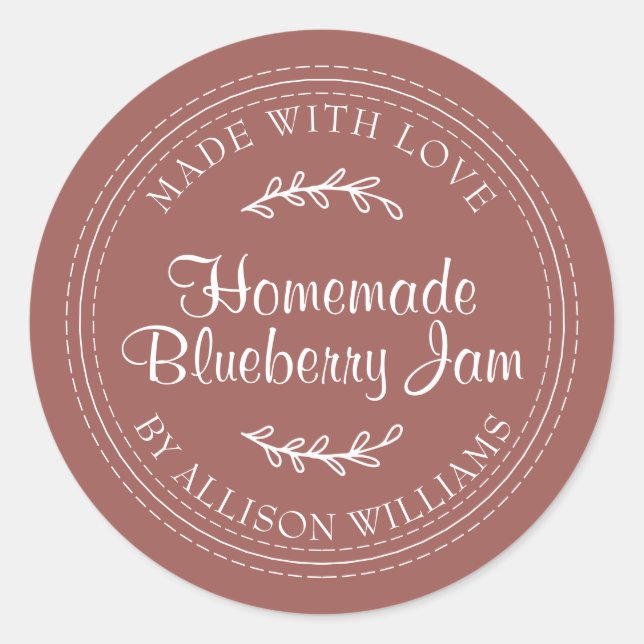 Sticker Rond Confiture de myrtille maison rustique en conserve  (Devant)