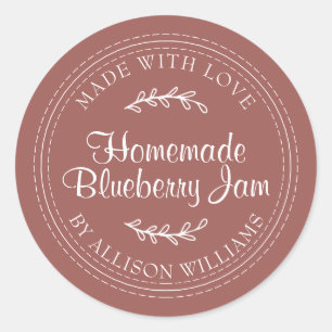 Sticker Rond Confiture de myrtille maison rustique en conserve 