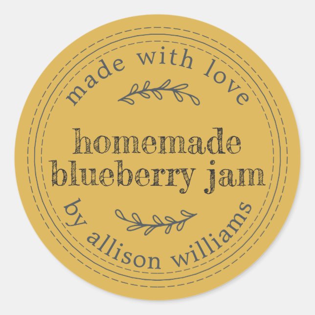 Sticker Rond Confiture de myrtille maison rustique en conserve  (Devant)
