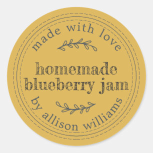 Sticker Rond Confiture de myrtille maison rustique en conserve