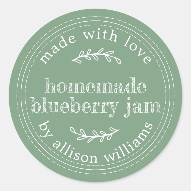 Sticker Rond Confiture de myrtille maison rustique en conserve  (Devant)