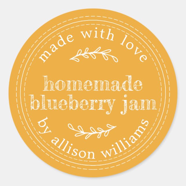 Sticker Rond Confiture De Myrtille Maison Rustique Jaune Pour L (Devant)