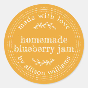 Sticker Rond Confiture De Myrtille Maison Rustique Jaune Pour L