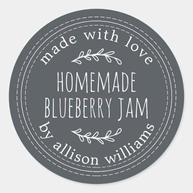 Sticker Rond Confiture de myrtille maison rustique mise en cons (Devant)
