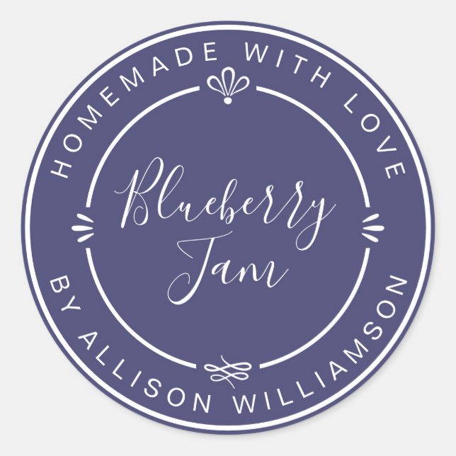 Sticker Rond Confiture de myrtille maison rustique mise en cons (Devant)