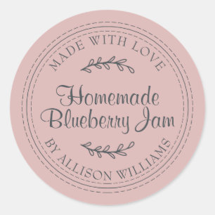 Sticker Rond Confiture de myrtille maison rustique mise en cons