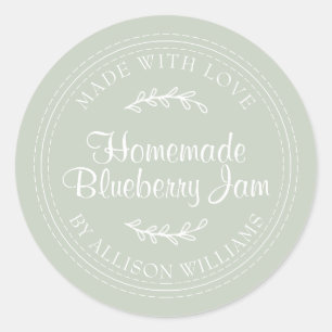 Sticker Rond Confiture de myrtille maison rustique mise en cons