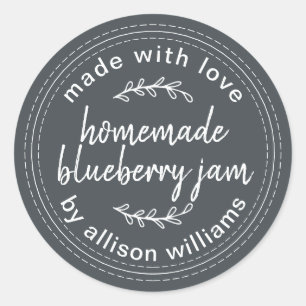 Sticker Rond Confiture de myrtille maison rustique mise en cons