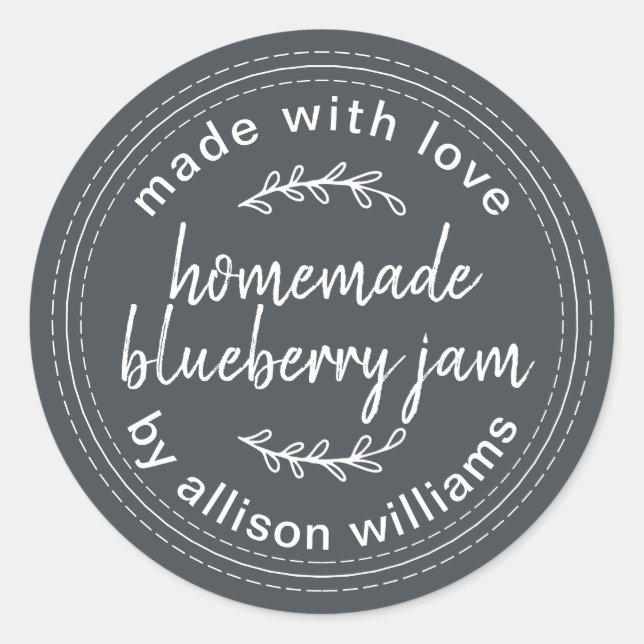 Sticker Rond Confiture de myrtille maison rustique mise en cons (Devant)