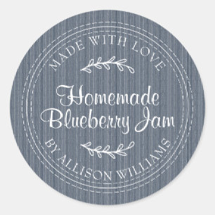 Sticker Rond Confiture de myrtille maison rustique mise en cons