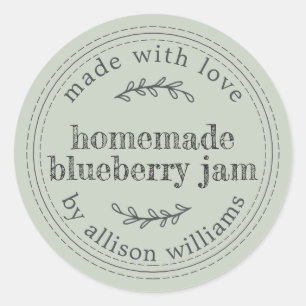 Sticker Rond Confiture de myrtille maison rustique mise en cons