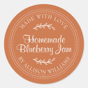 Sticker Rond Confiture de myrtille maison rustique mise en cons