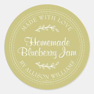 Sticker Rond Confiture de myrtille maison rustique mise en cons