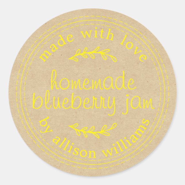 Sticker Rond Confiture de myrtille maison rustique mise en cons (Devant)