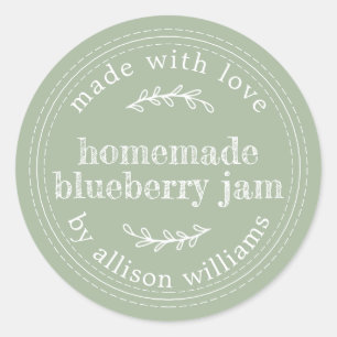 Sticker Rond Confiture de myrtille maison rustique mise en cons
