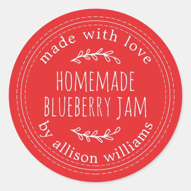 Sticker Rond Confiture de myrtille maison rustique mise en cons (Devant)