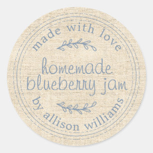 Sticker Rond Confiture de myrtille maison rustique mise en cons