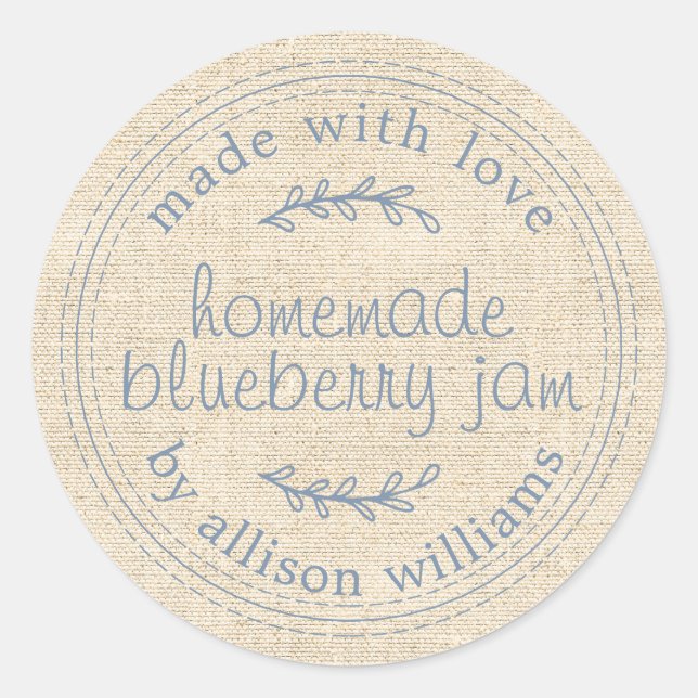 Sticker Rond Confiture de myrtille maison rustique mise en cons (Devant)