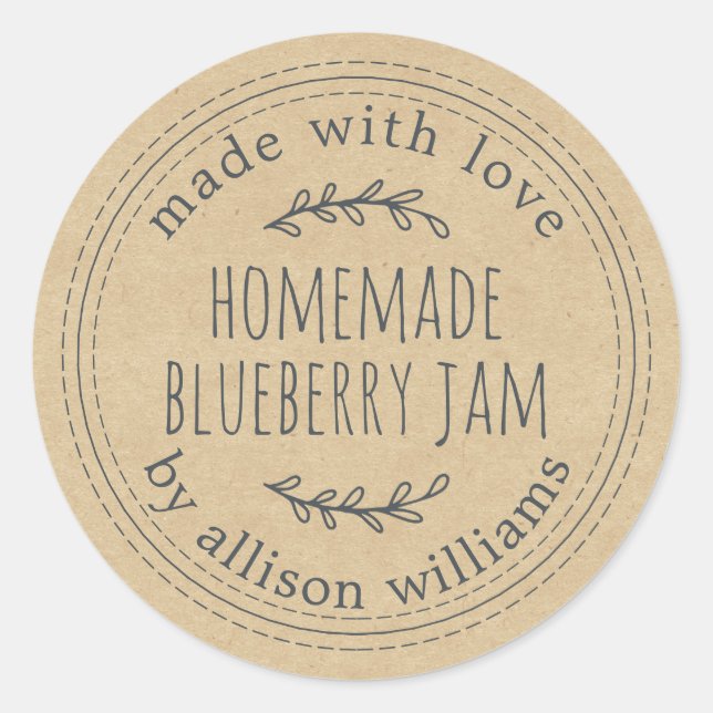 Sticker Rond Confiture de myrtille maison rustique mise en cons (Devant)