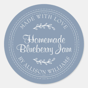 Sticker Rond Confiture de myrtille maison rustique mise en cons
