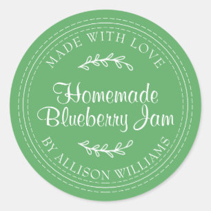 Sticker Rond Confiture de myrtille maison rustique peut vibrant