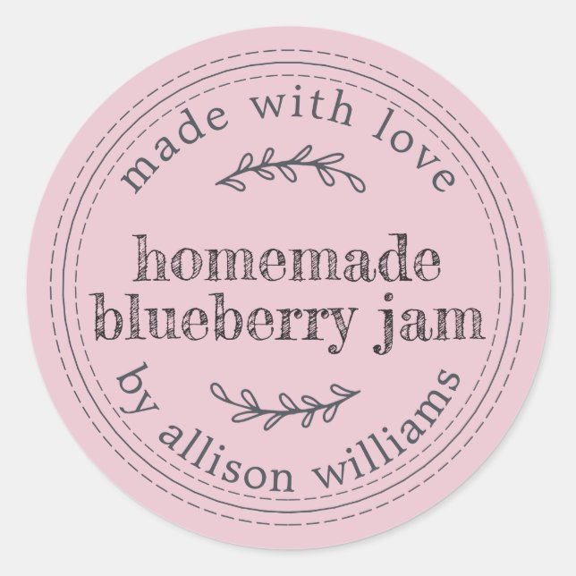 Sticker Rond Confiture de Myrtille Maison Rustique Rose (Devant)