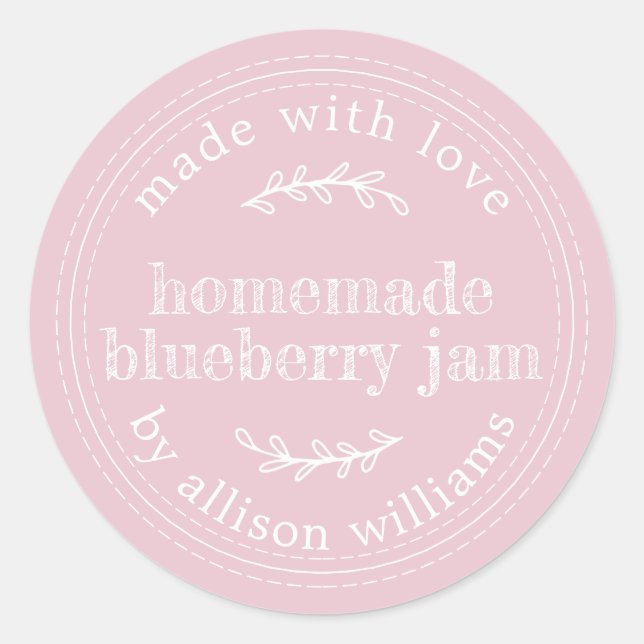 Sticker Rond Confiture de Myrtille Maison Rustique Rose Clair (Devant)