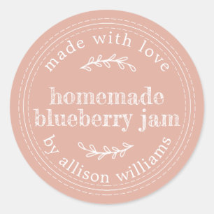 Sticker Rond Confiture de Myrtille Maison Rustique Rose Poussié