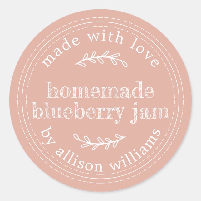 Sticker Rond Confiture de Myrtille Maison Rustique Rose Poussié (Devant)