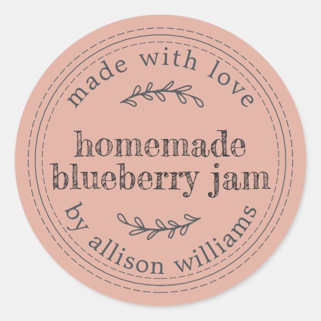 Sticker Rond Confiture de Myrtille Maison Rustique Rose Poussié (Devant)