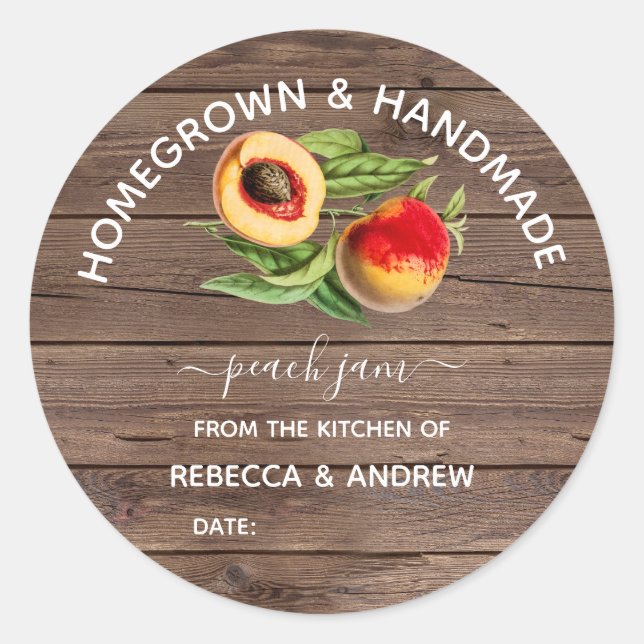 Sticker Rond Confiture de pêche artisanale et faite maison Barn (Devant)