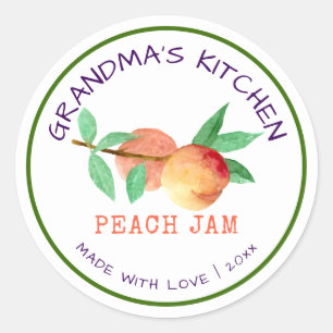 Sticker Rond Confiture de pêche de la cuisine de grand-mère fai