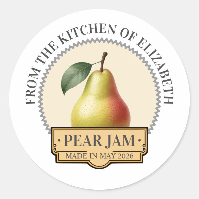 Sticker Rond Confiture de poires (Devant)