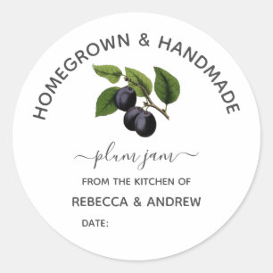 Sticker Rond Confiture de prune artisanale Vintage