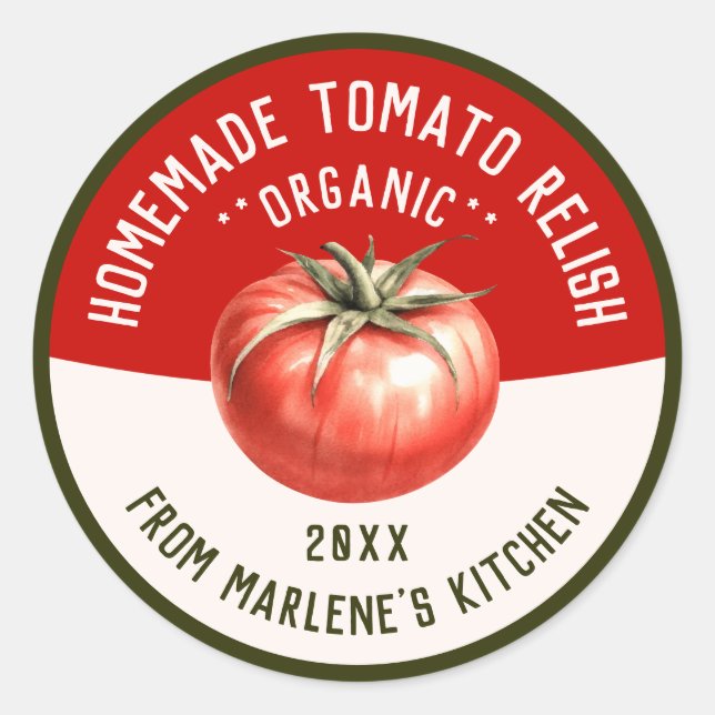 Sticker Rond Confiture de Tomates Maison pour votre Recette de  (Devant)