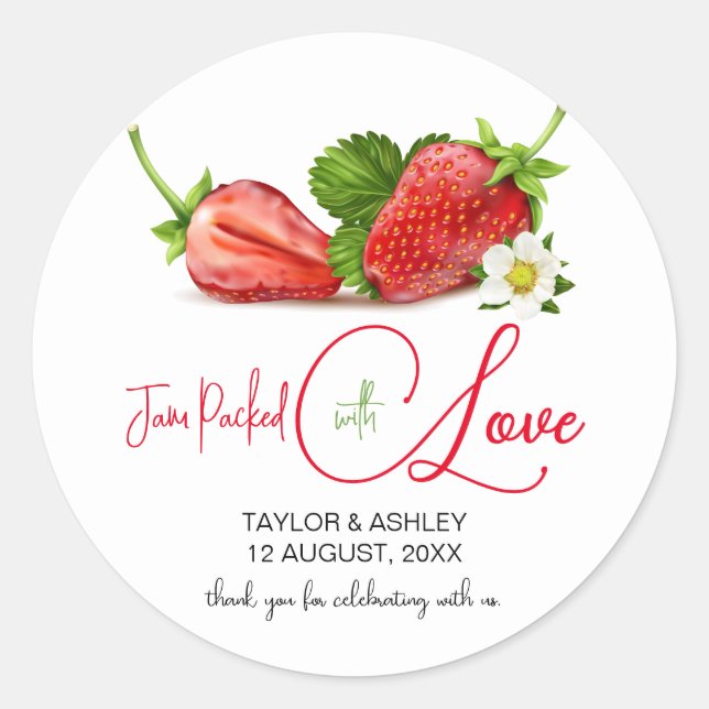 Sticker Rond Confiture emballée avec de l'amour fraise | MARIAG (Devant)