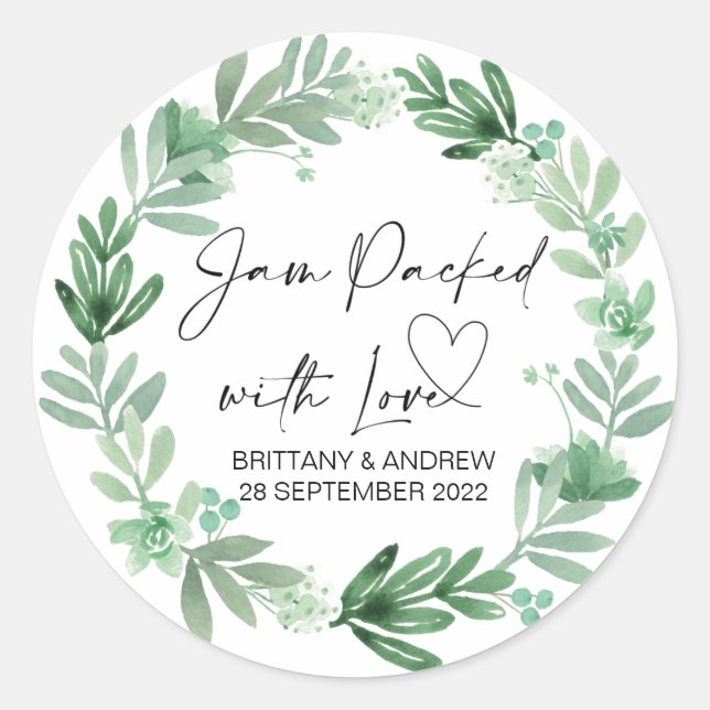 Sticker Rond Confiture Favor De Mariage Emballée De Succulents  (Devant)