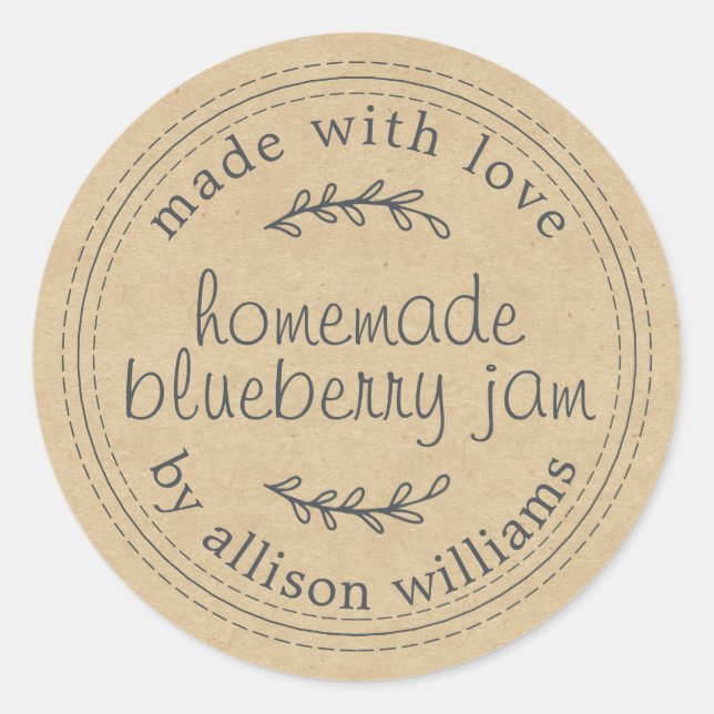 Sticker Rond Confiture Kraft Rustique Faite Maison (Devant)
