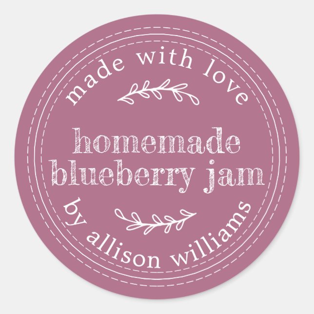 Sticker Rond Confiture Maison Rustique de Mûre Violette (Devant)
