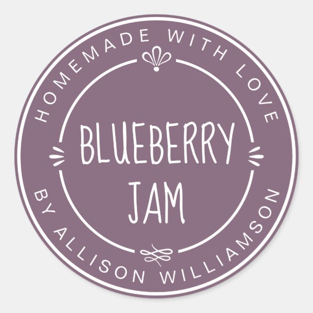 Sticker Rond Confiture Maison Rustique de Myrtille Mise en Pot  (Devant)